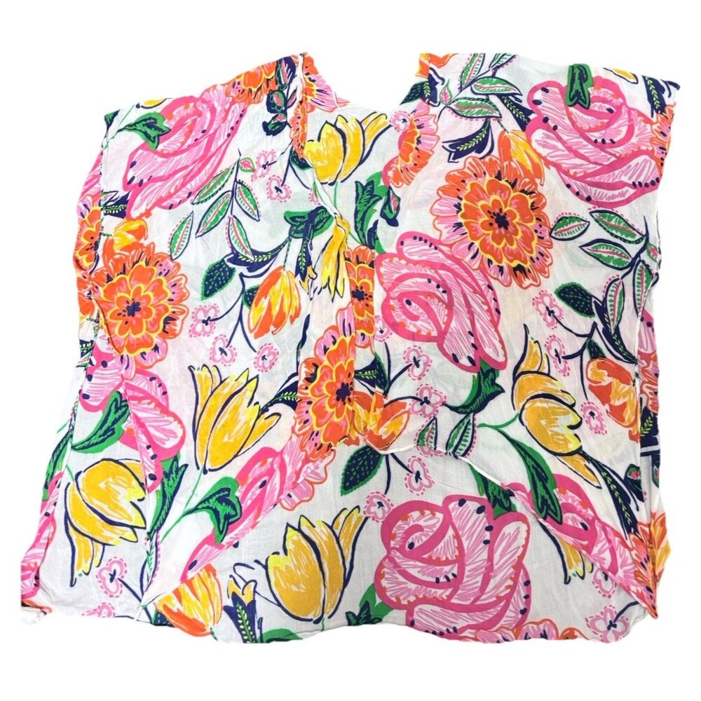 Fairy Floral Scarf Shawl Wrap Beach Cover Up Cap Sleeves Tassels  Boho Dopamine